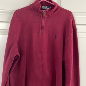 Polo 100% cotton zip front sweater deep cherry/wine color